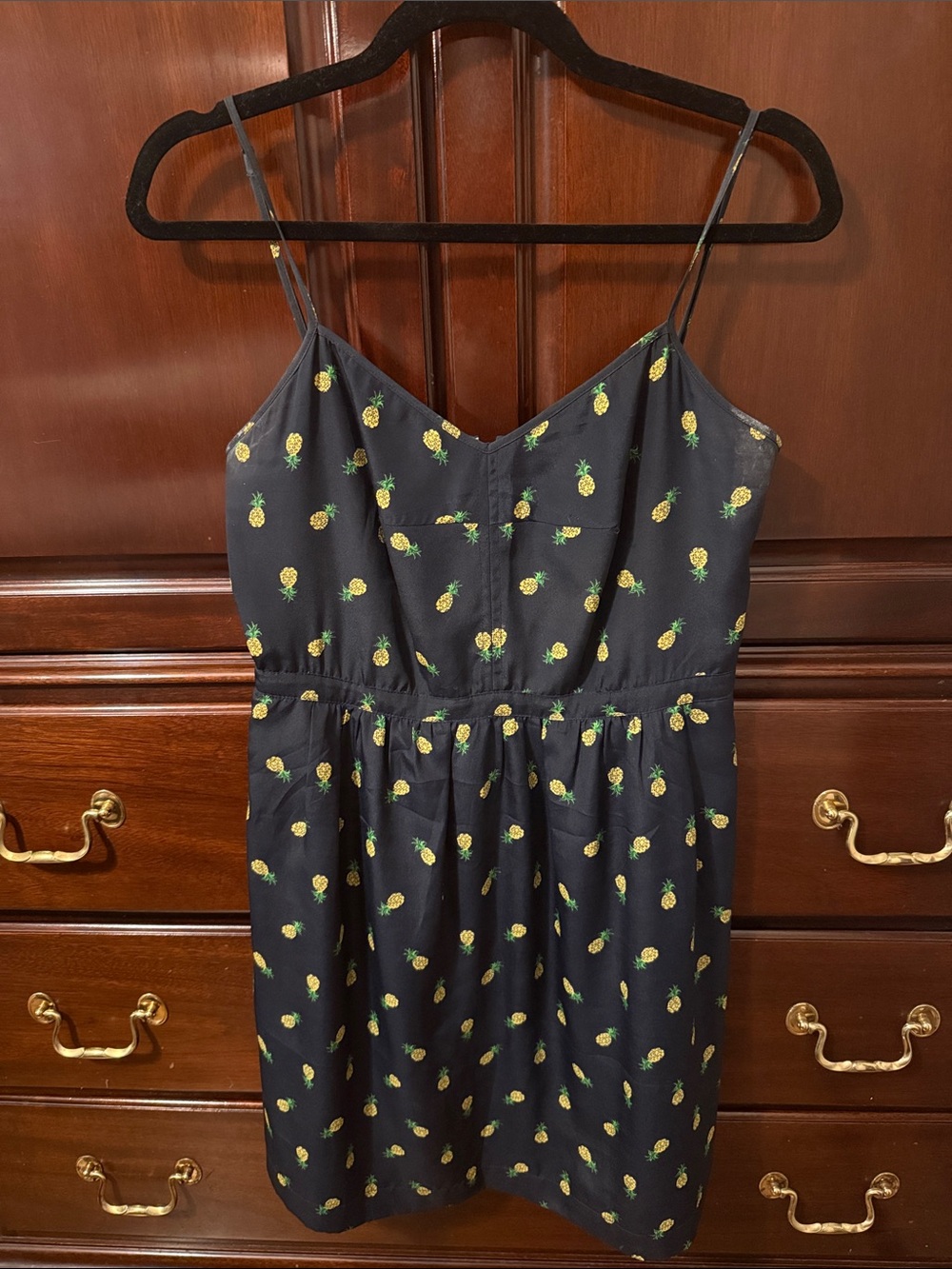 J. Crew Navy Dress with Yellow Pineapple Print